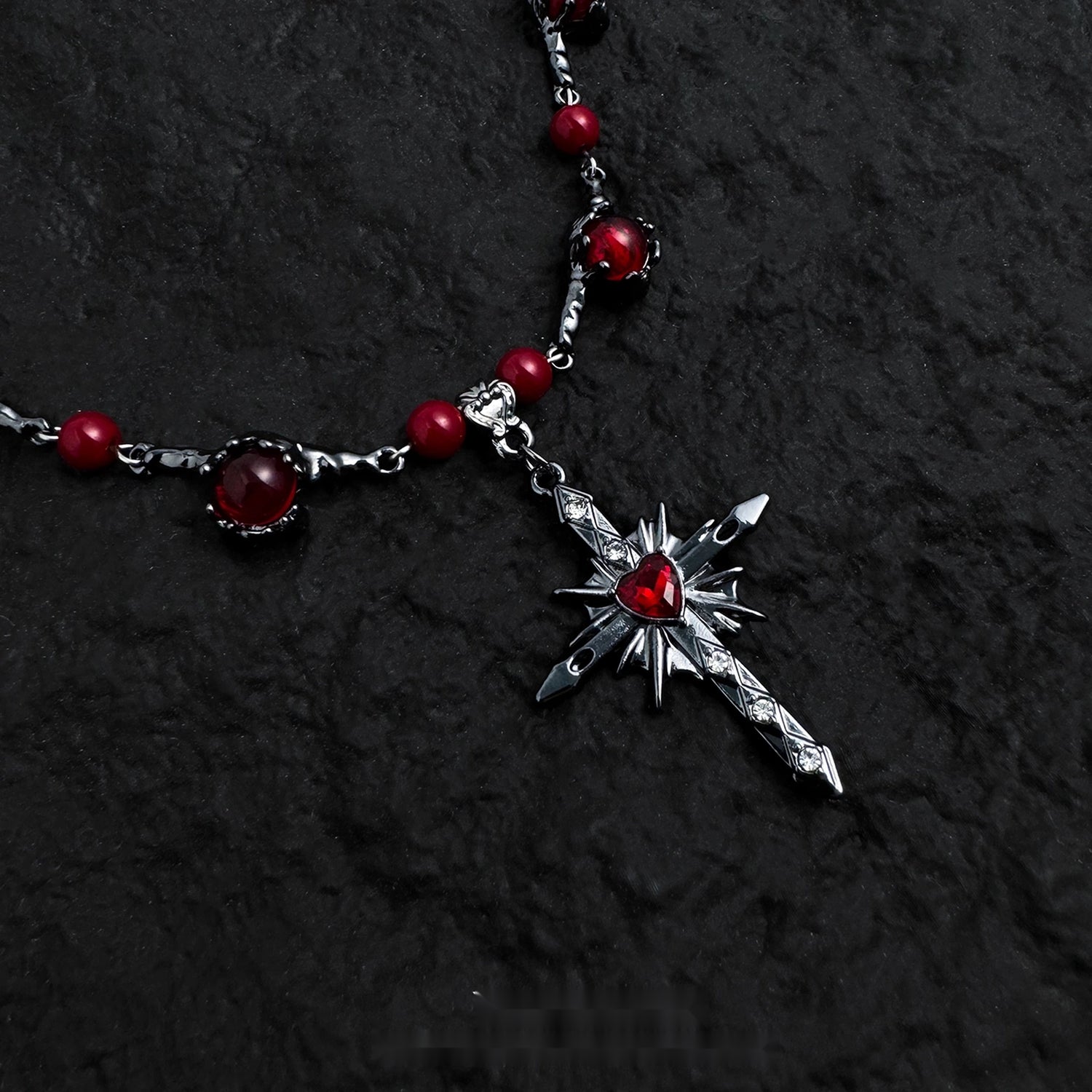 Accessories_Black_Red_Cross_Star_Pendant_Choker_MISSTT