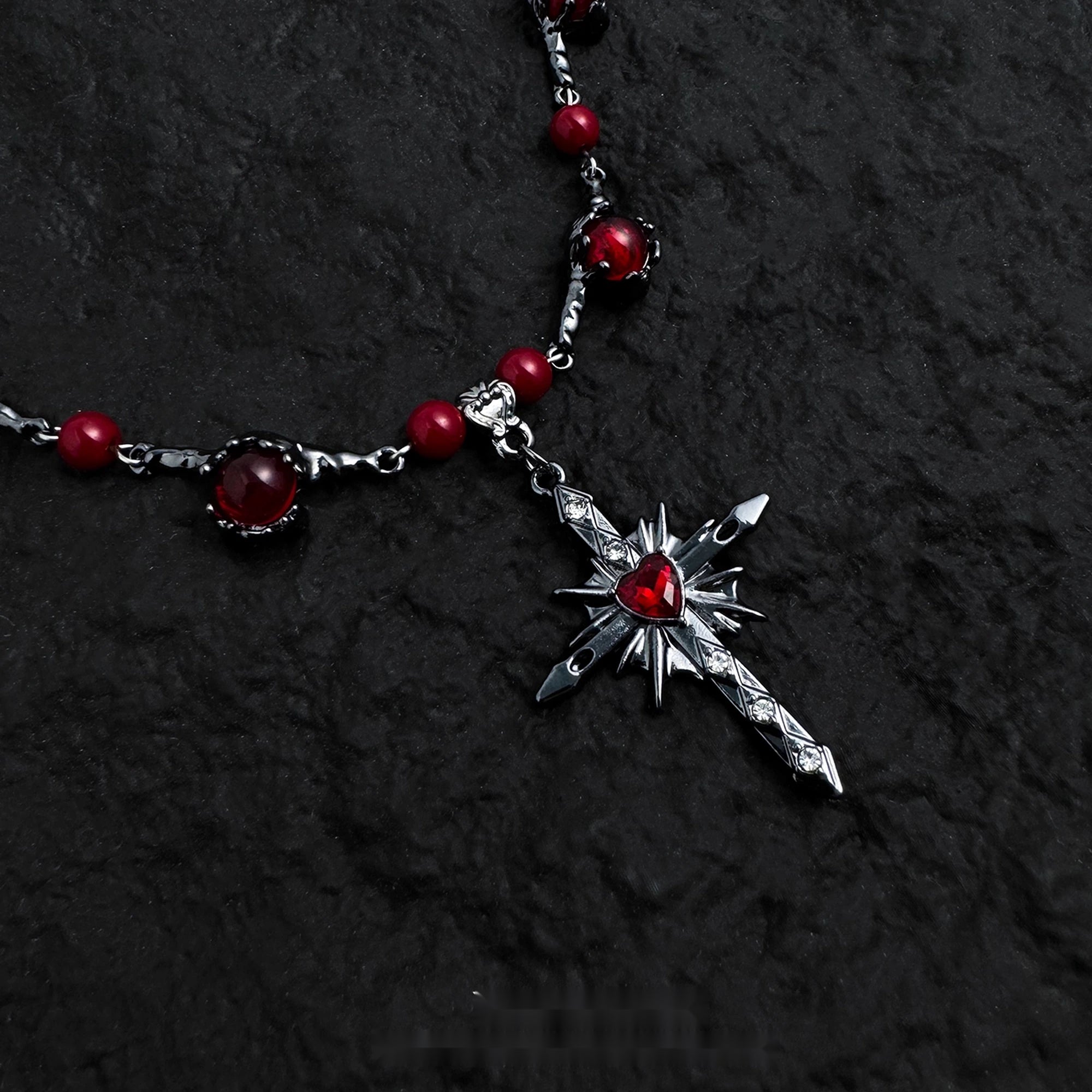 Accessories_Black_Red_Cross_Star_Pendant_Choker_MISSTT