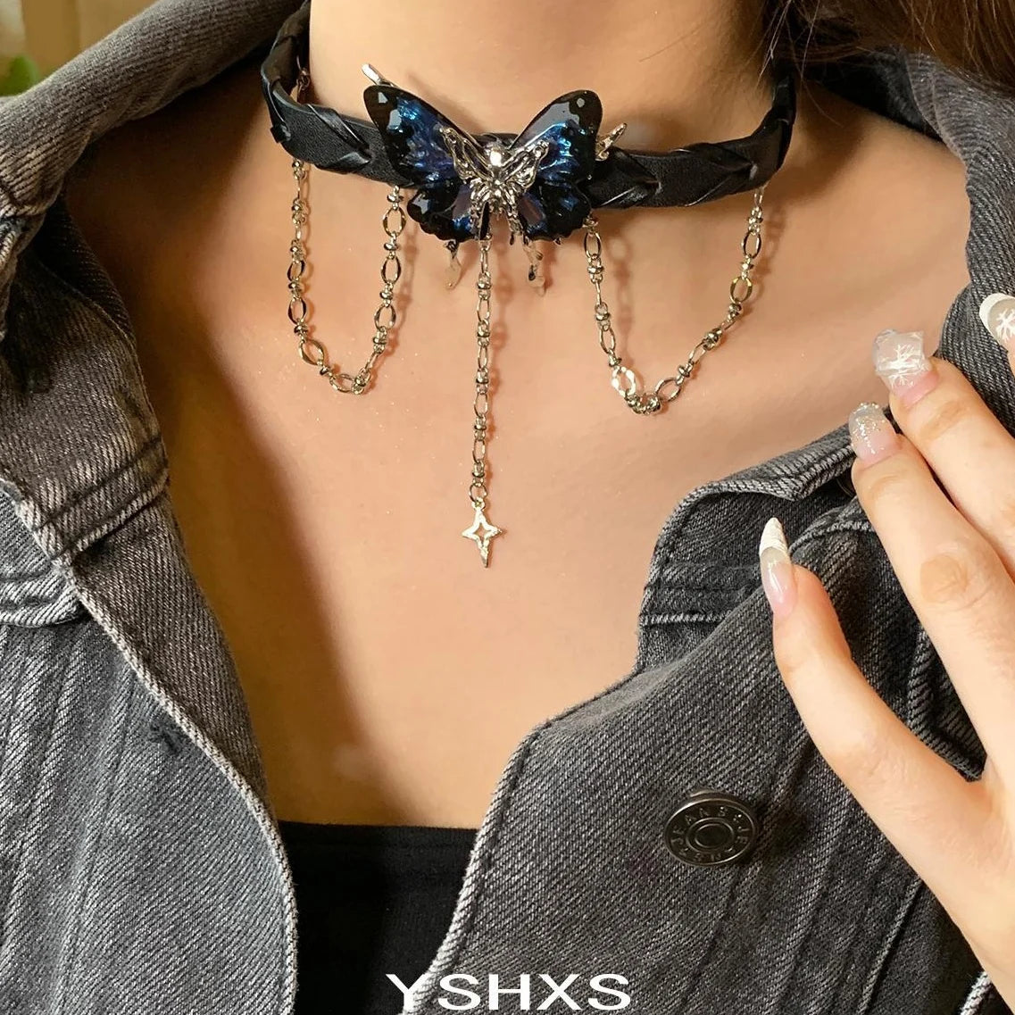 Accessories Black Ruffle Butterfly Choker