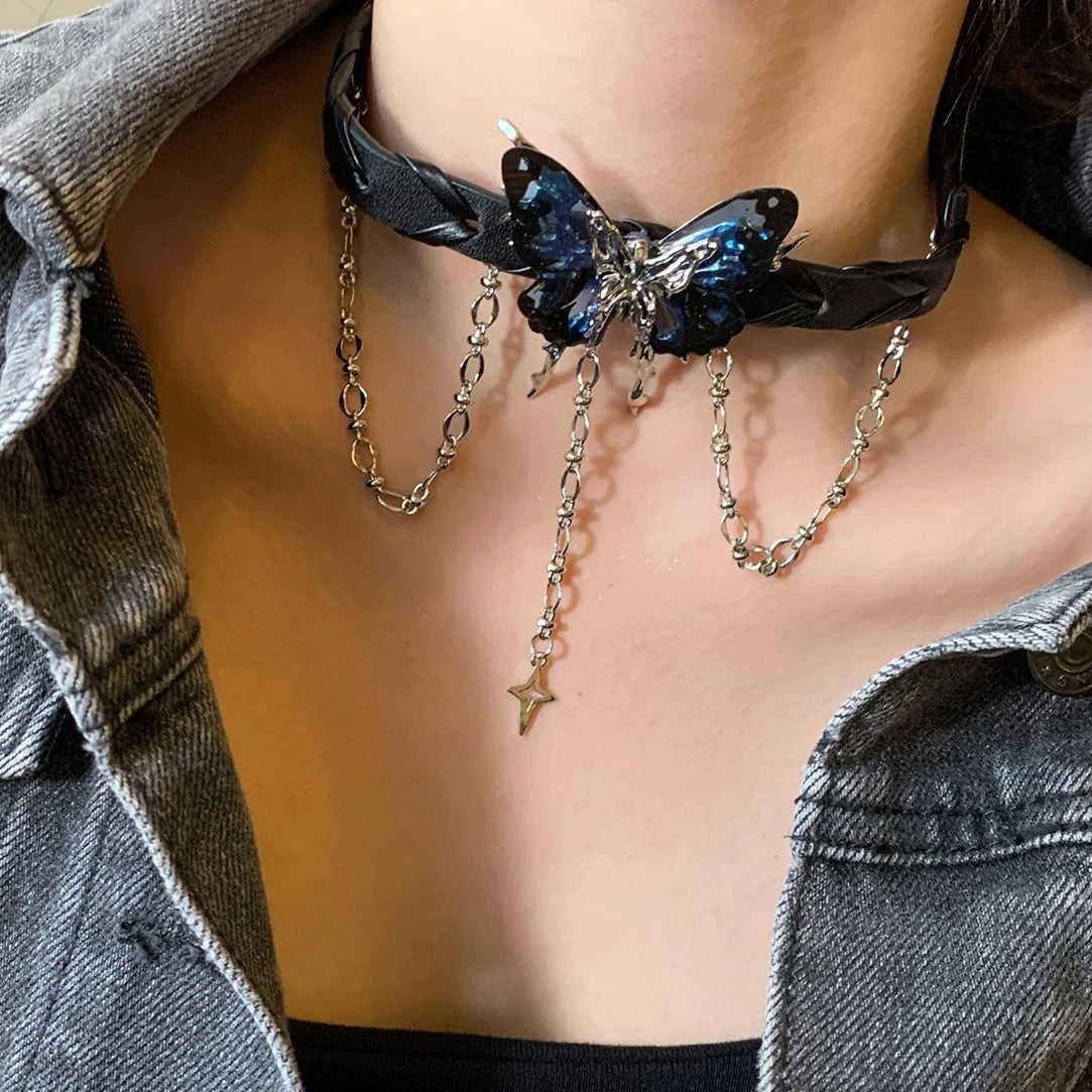 Accessories Black Ruffle Butterfly Choker