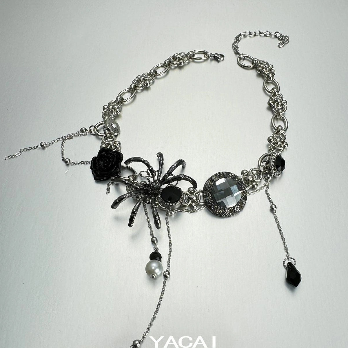 Accessories Black Spider Zircon Fringe Choker