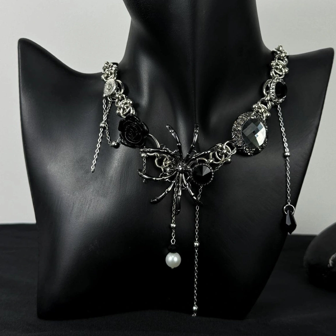 Accessories Black Spider Zircon Fringe Choker
