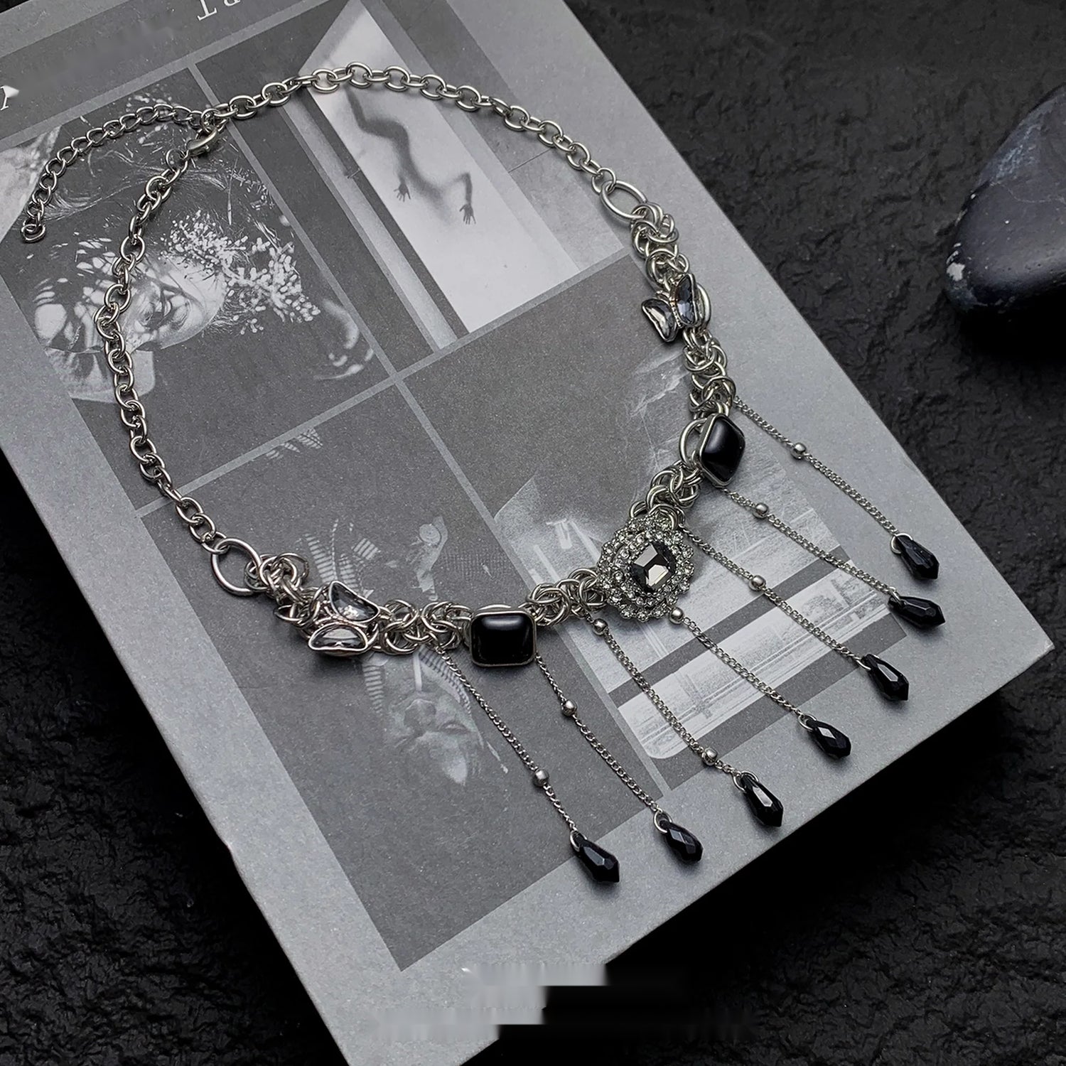 Accessories_Black_Zirconia_Fringe_Butterfly_Choker_Necklace_MISSTT