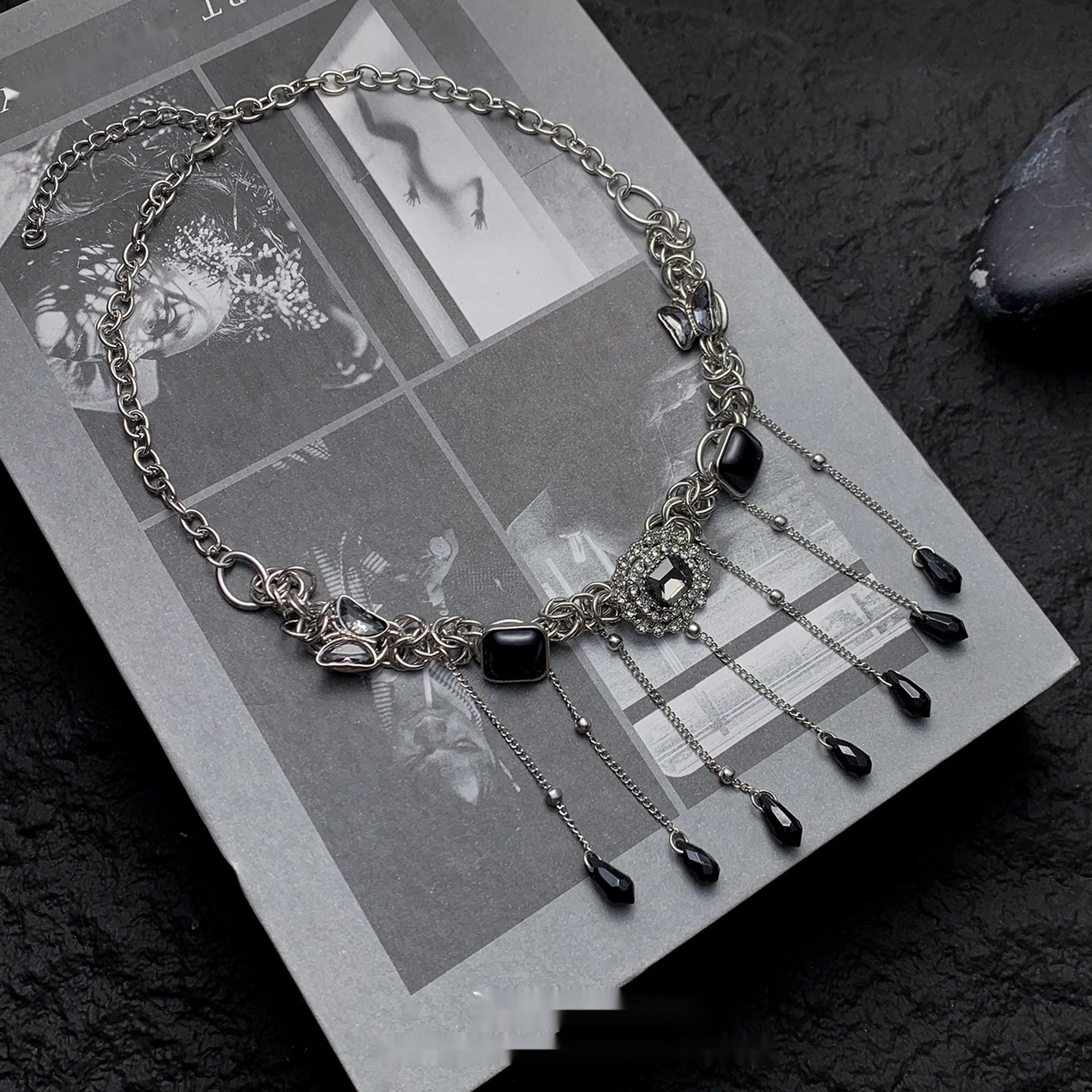 Accessories_Black_Zirconia_Fringe_Butterfly_Choker_Necklace_MISSTT