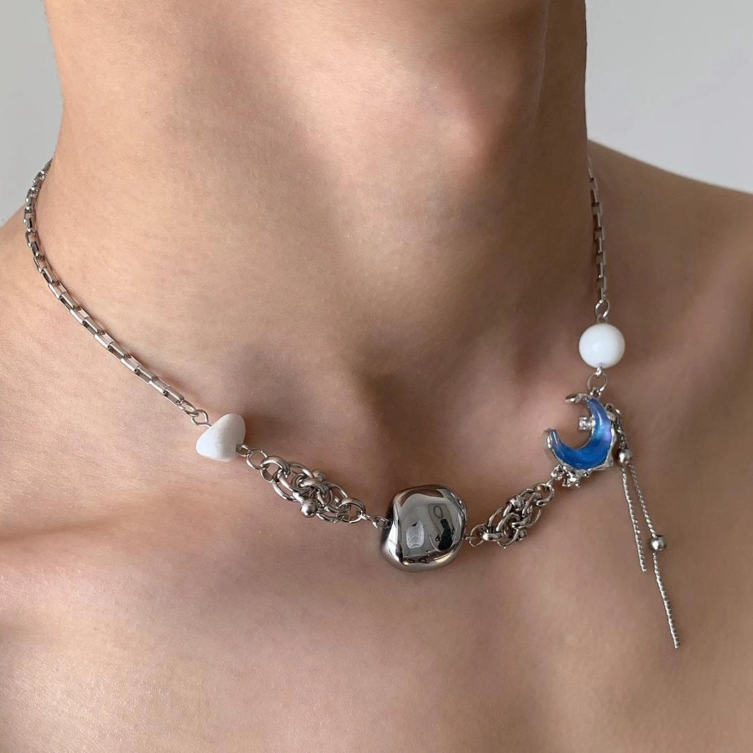 Accessories Blue Moon Fringe Stone Choker Necklace