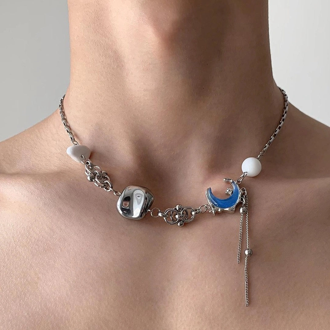 Accessories Blue Moon Fringe Stone Choker Necklace