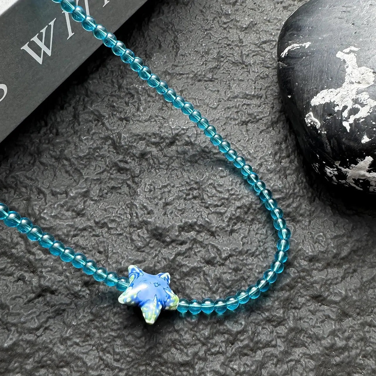 Accessories Blue Starfish Crystal Bead Choker Necklace
