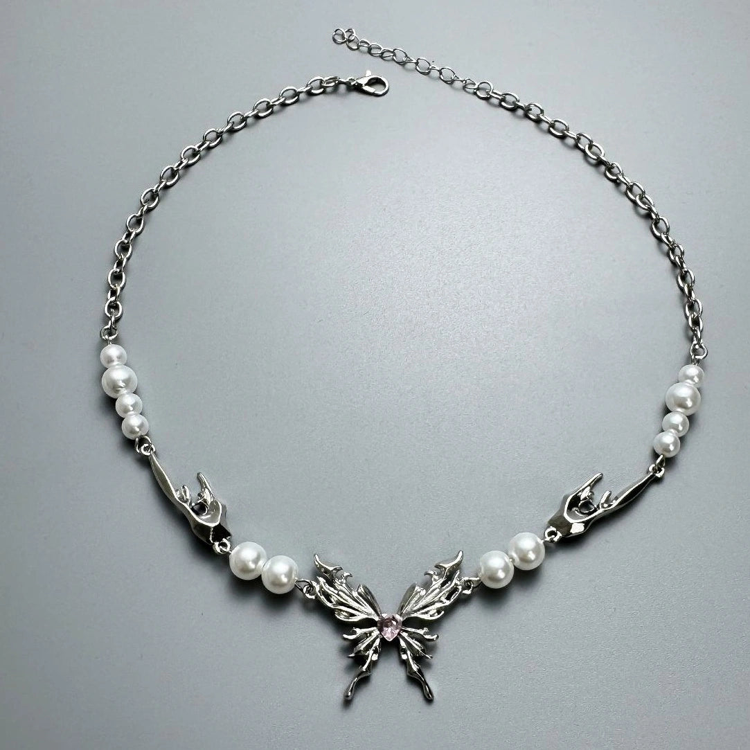 Accessories Butterfly Pearl Chain Necklace