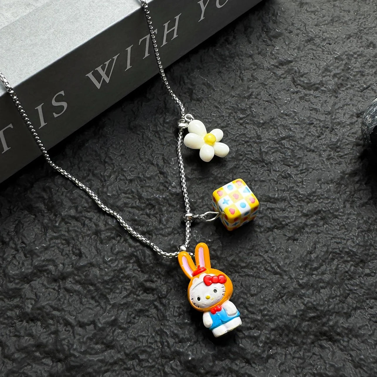 Accessories Cartoon Cube Rabbit Pendant Necklace
