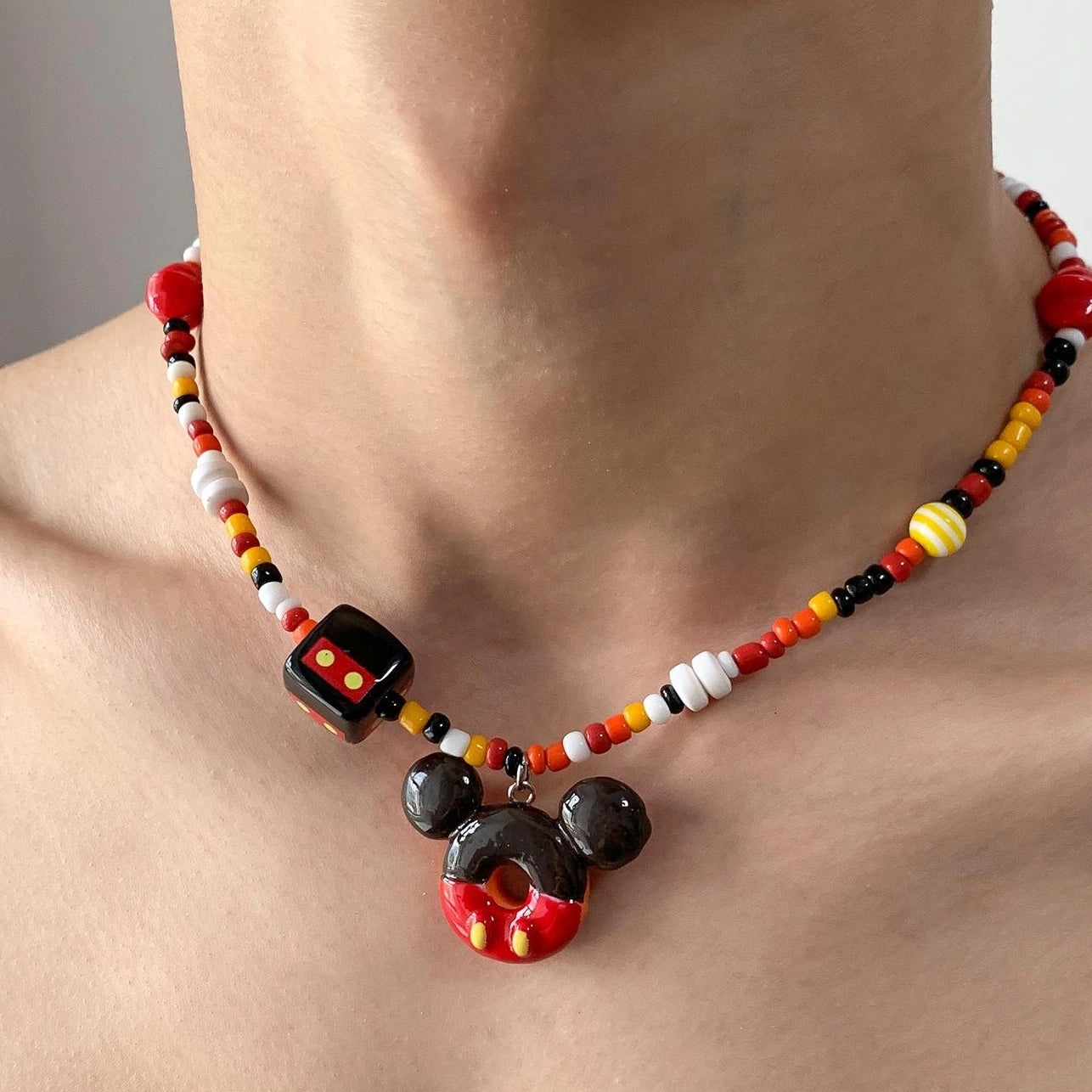 Accessories Colorful Dopamine Donut Beaded Necklace