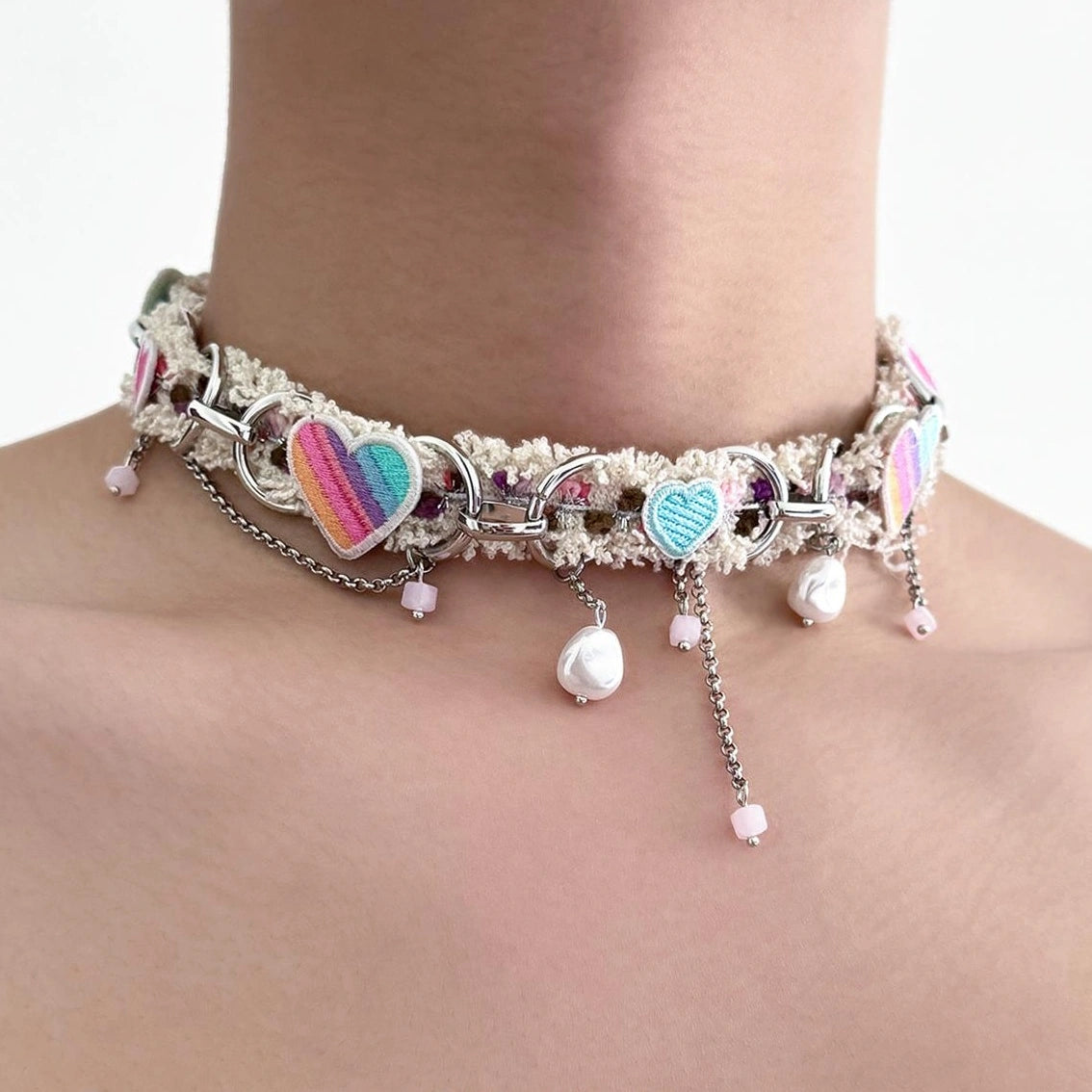 Accessories Colorful Heart Choker Necklace