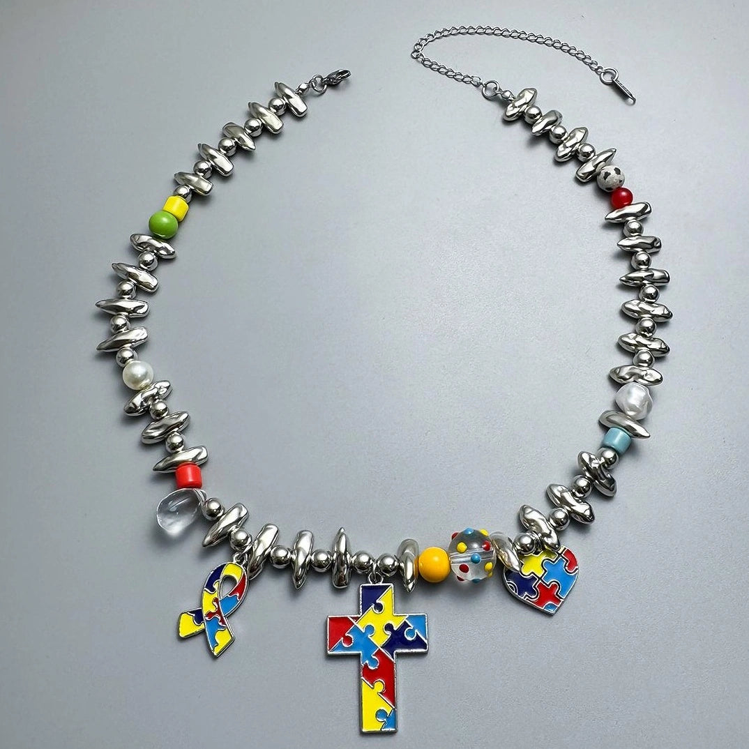 Accessories Colorful Heart Pendant Necklace