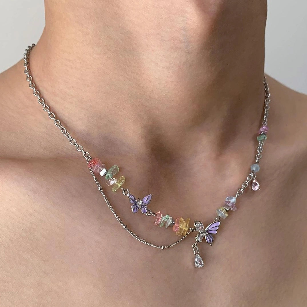 Accessories Colorful Stone Heart Choker Necklace