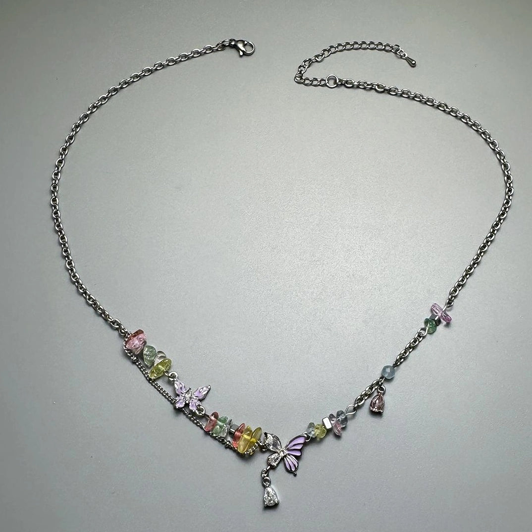 Accessories Colorful Stone Heart Choker Necklace