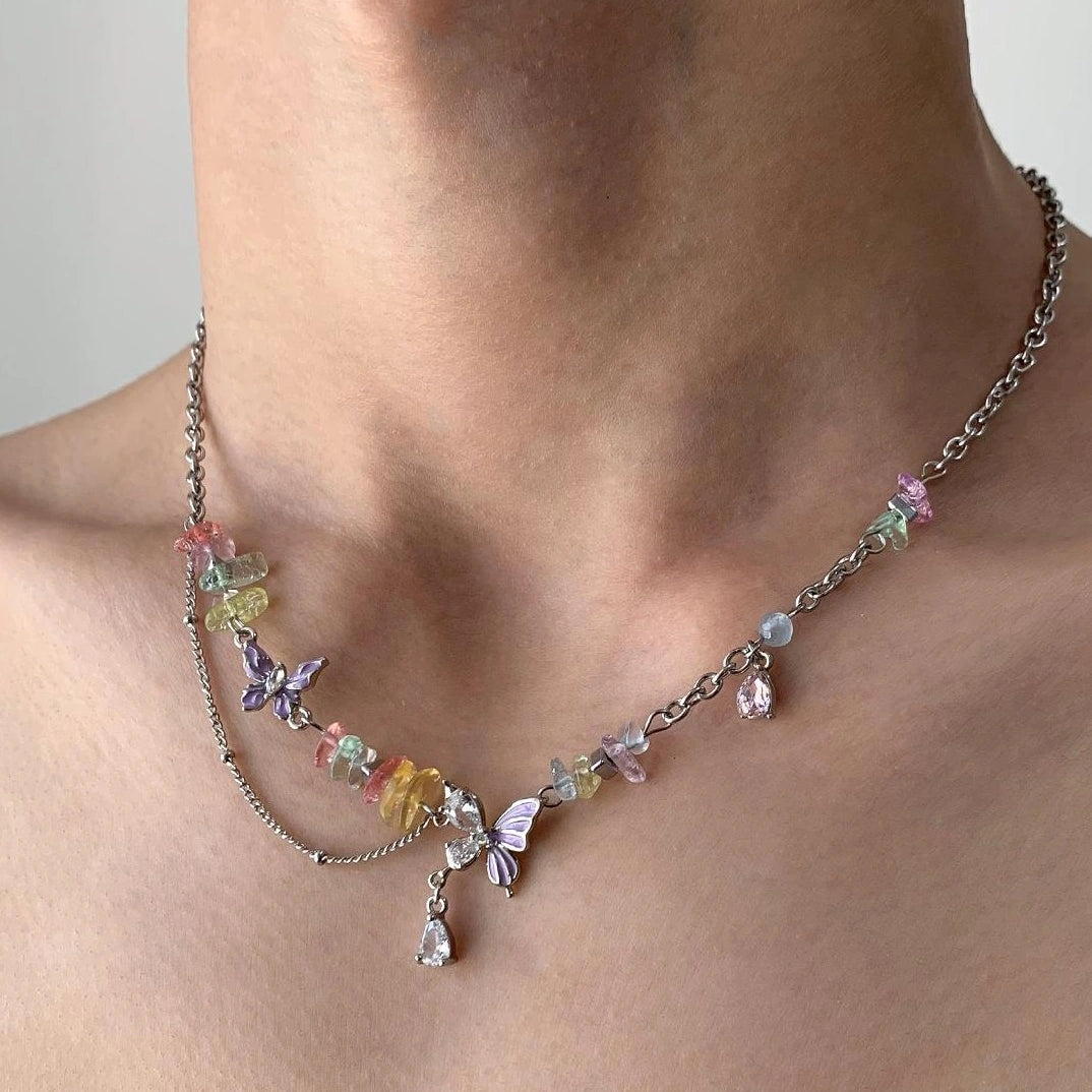 Accessories Colorful Stone Heart Choker Necklace