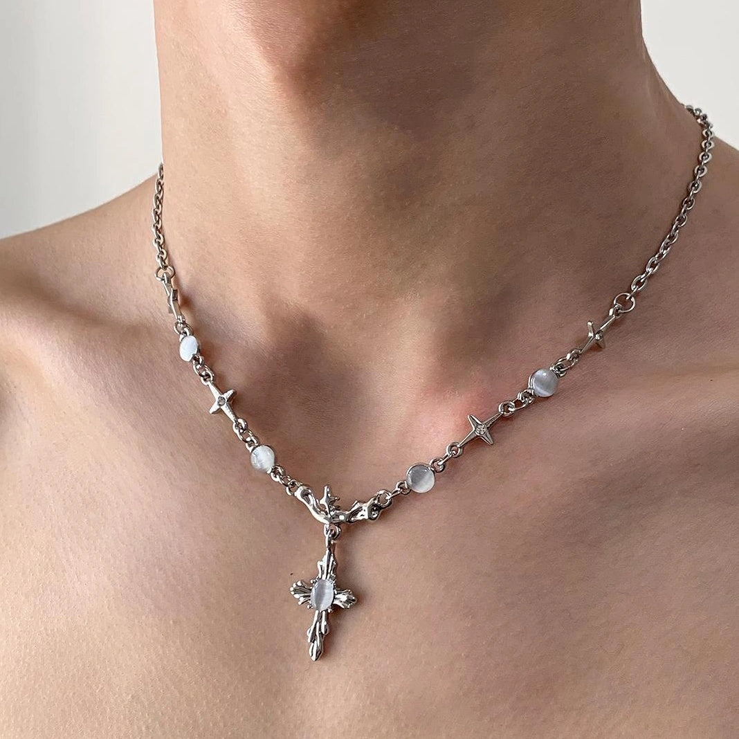 Accessories Cross Pearl Chain Necklace