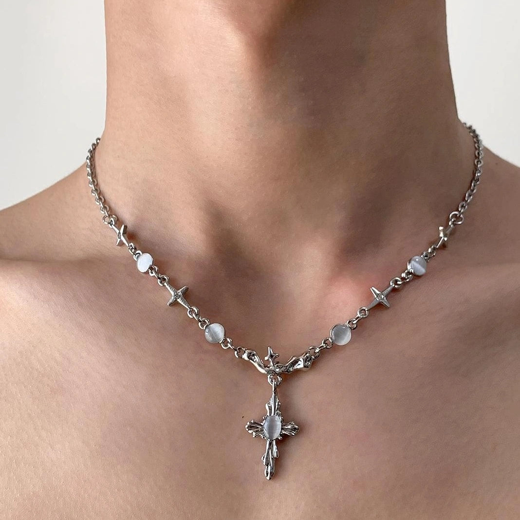 Accessories Cross Pearl Chain Necklace