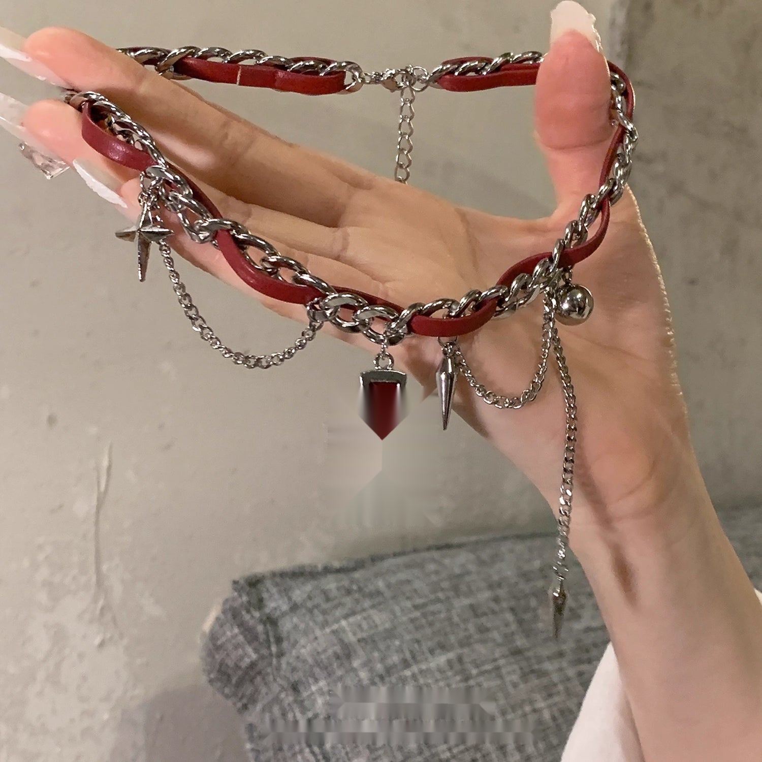 Accessories_Cross_Rivet_Lace_Choker_With_Y2K_Fringe_MISSTT