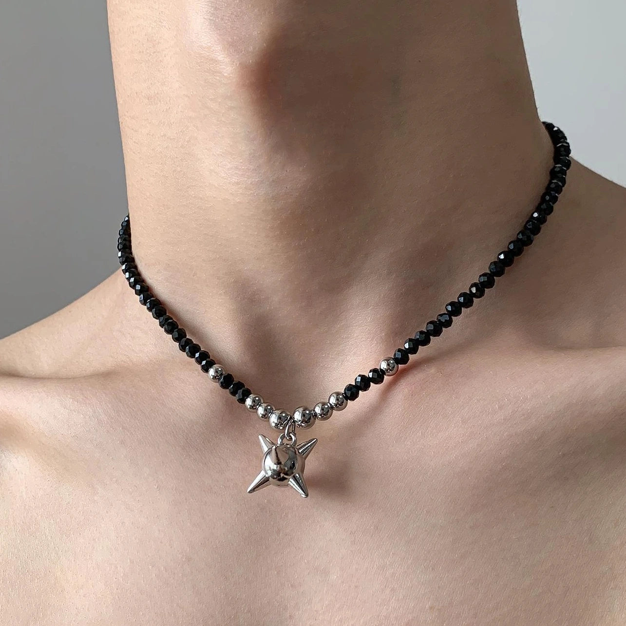 Accessories Crystal Bead Meteor Pendant Necklace