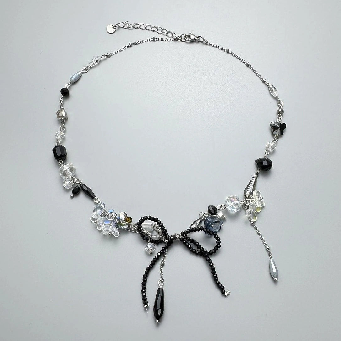 Accessories Crystal Beaded Fringe Choker Necklace