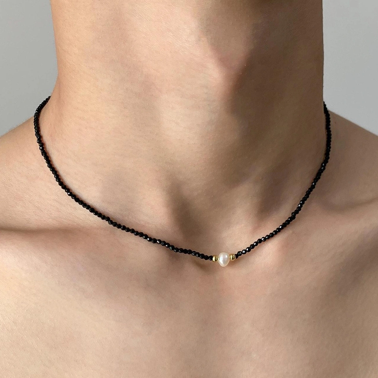 Accessories Crystal Beaded Pearl Pendant Choker Necklace