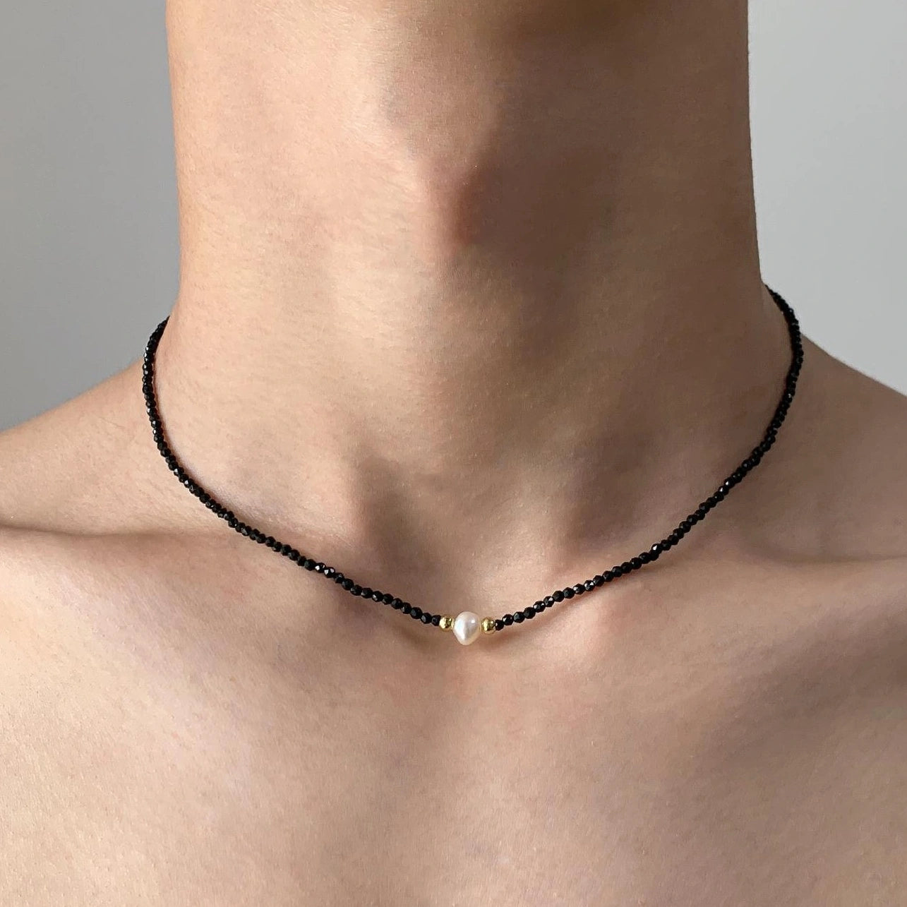 Accessories Crystal Beaded Pearl Pendant Choker Necklace