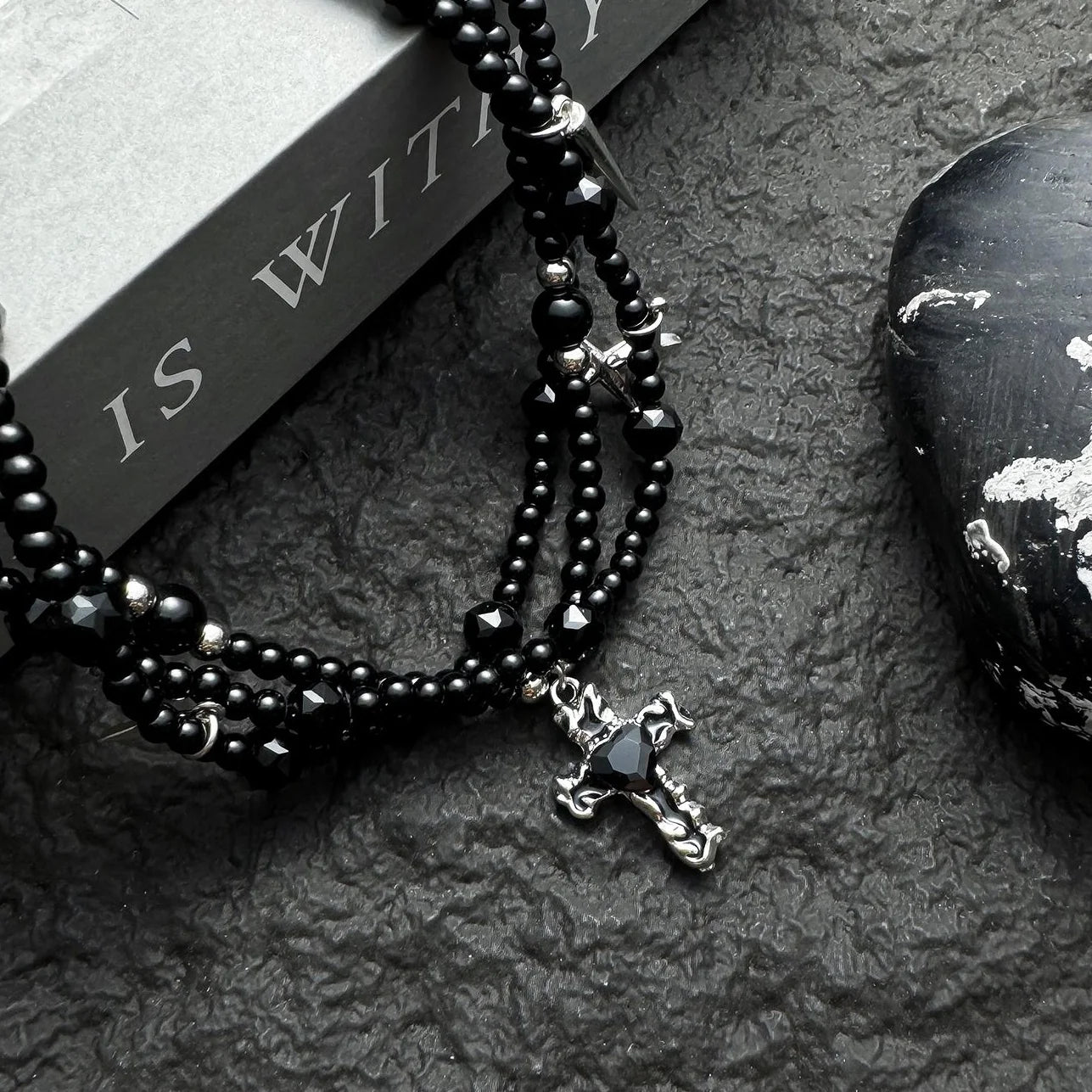 Accessories Crystal Cross Multi Layer Fringe Choker Necklace