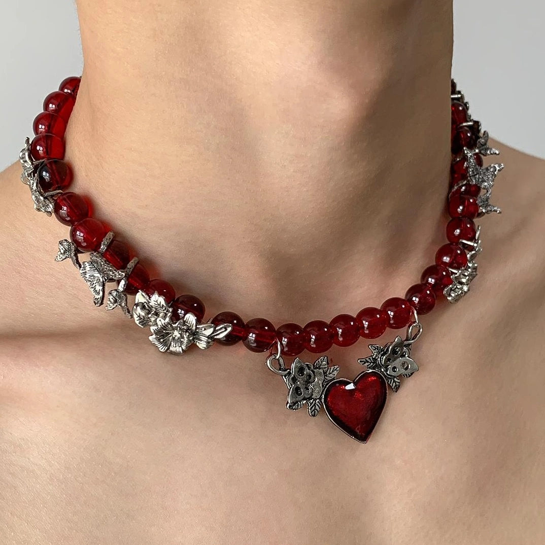 Accessories Crystal Heart Punk Choker Necklace