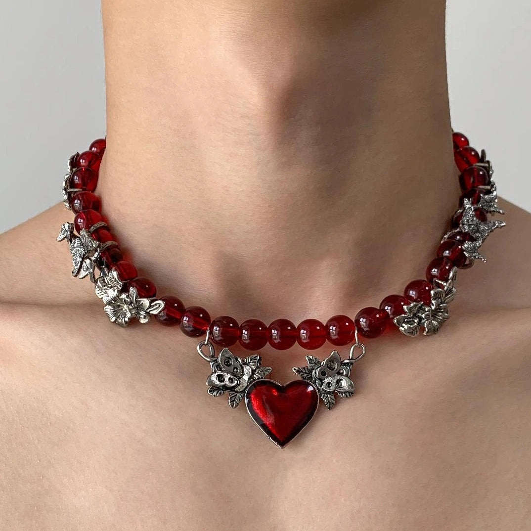 Accessories Crystal Heart Punk Choker Necklace