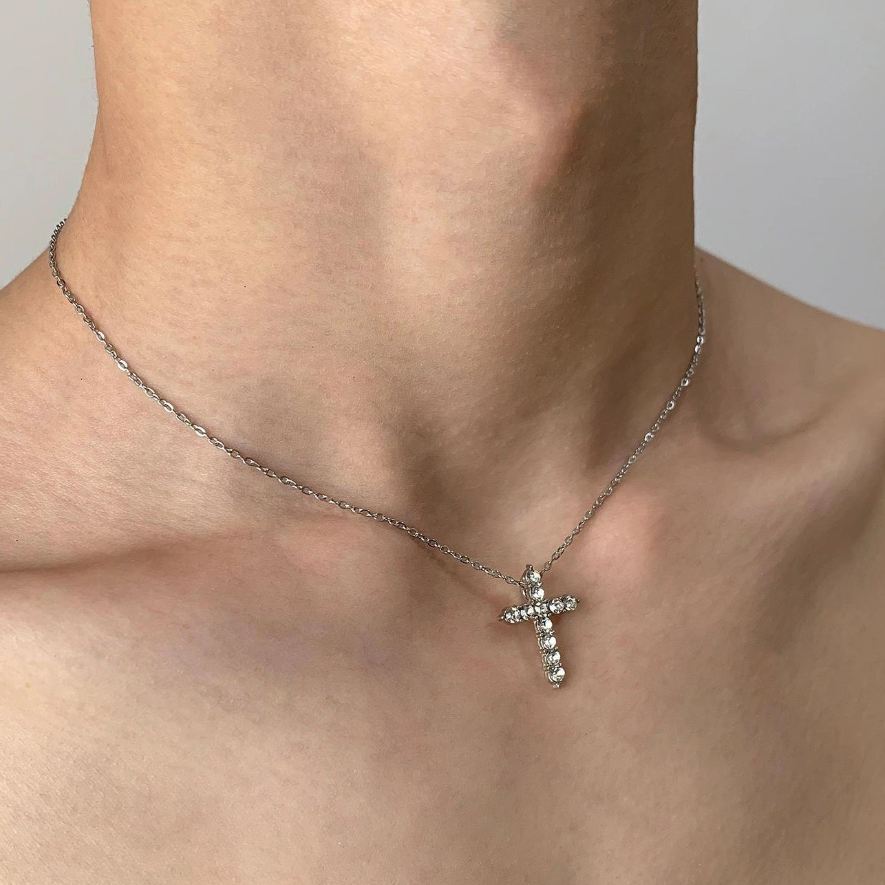 Accessories Cubic Zirconia Cross Pendant Necklace