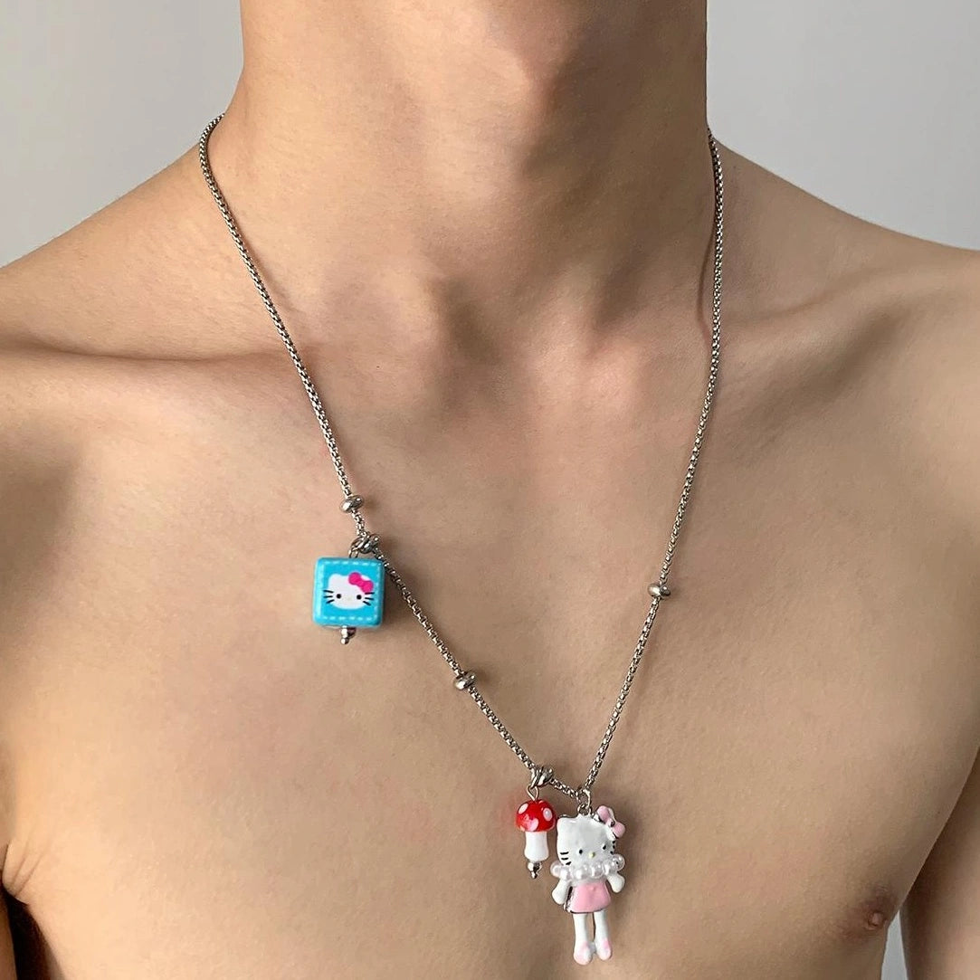 Accessories Cute Cartoon Square Charm Necklace