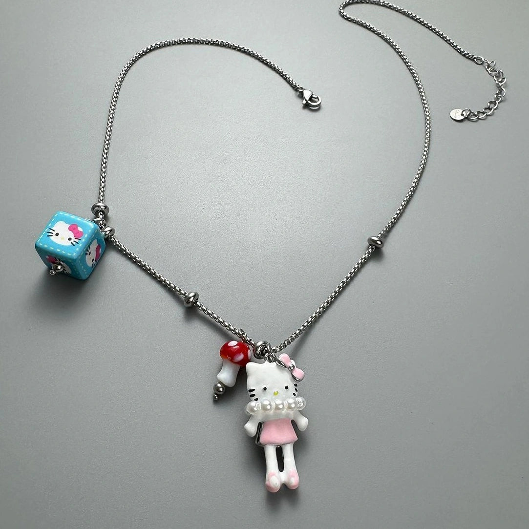 Accessories Cute Cartoon Square Charm Necklace