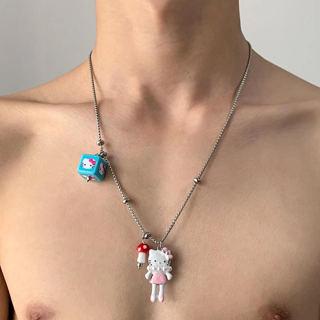 Accessories Cute Cartoon Square Charm Necklace