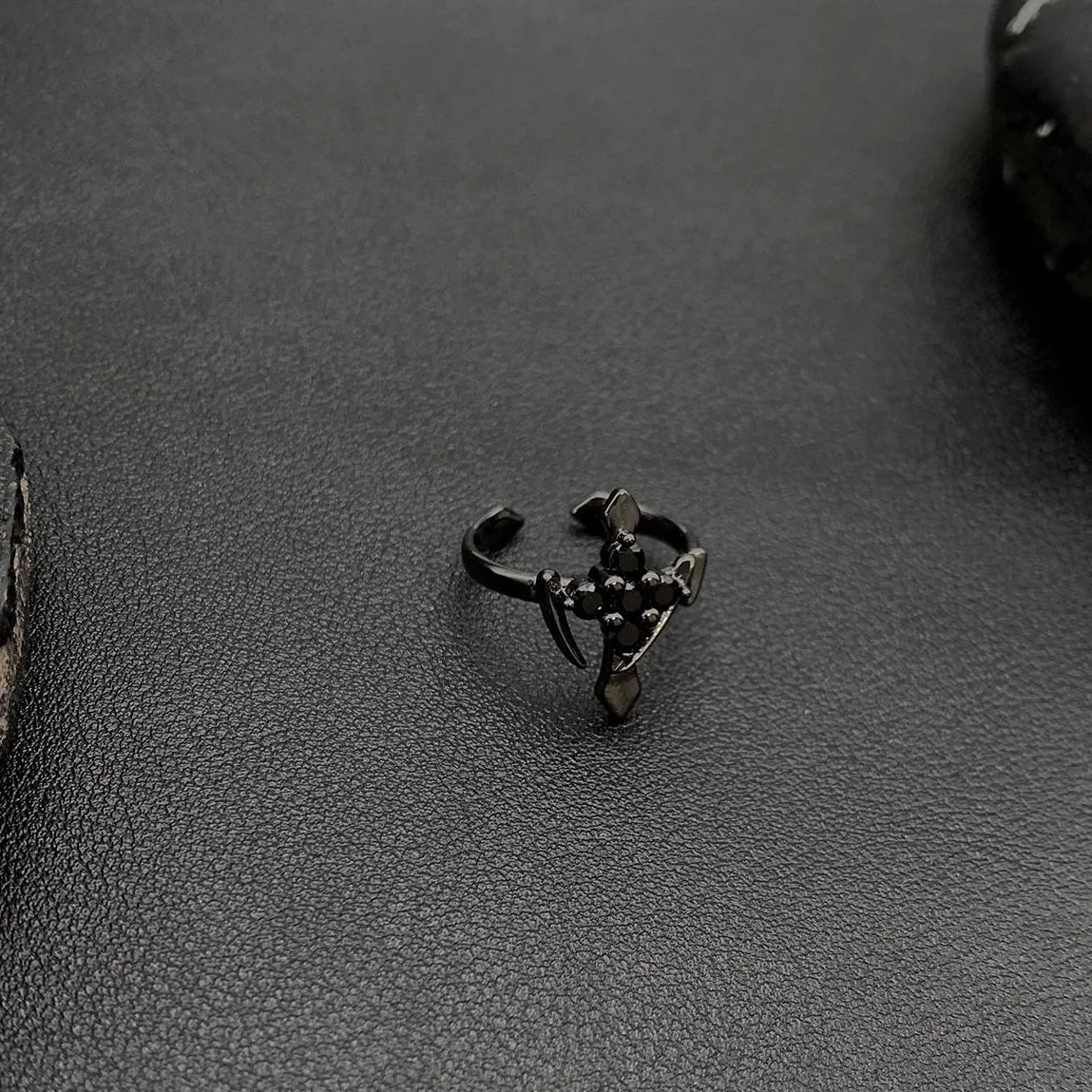 Accessories Dark Cross Gothic Adjustable Ring