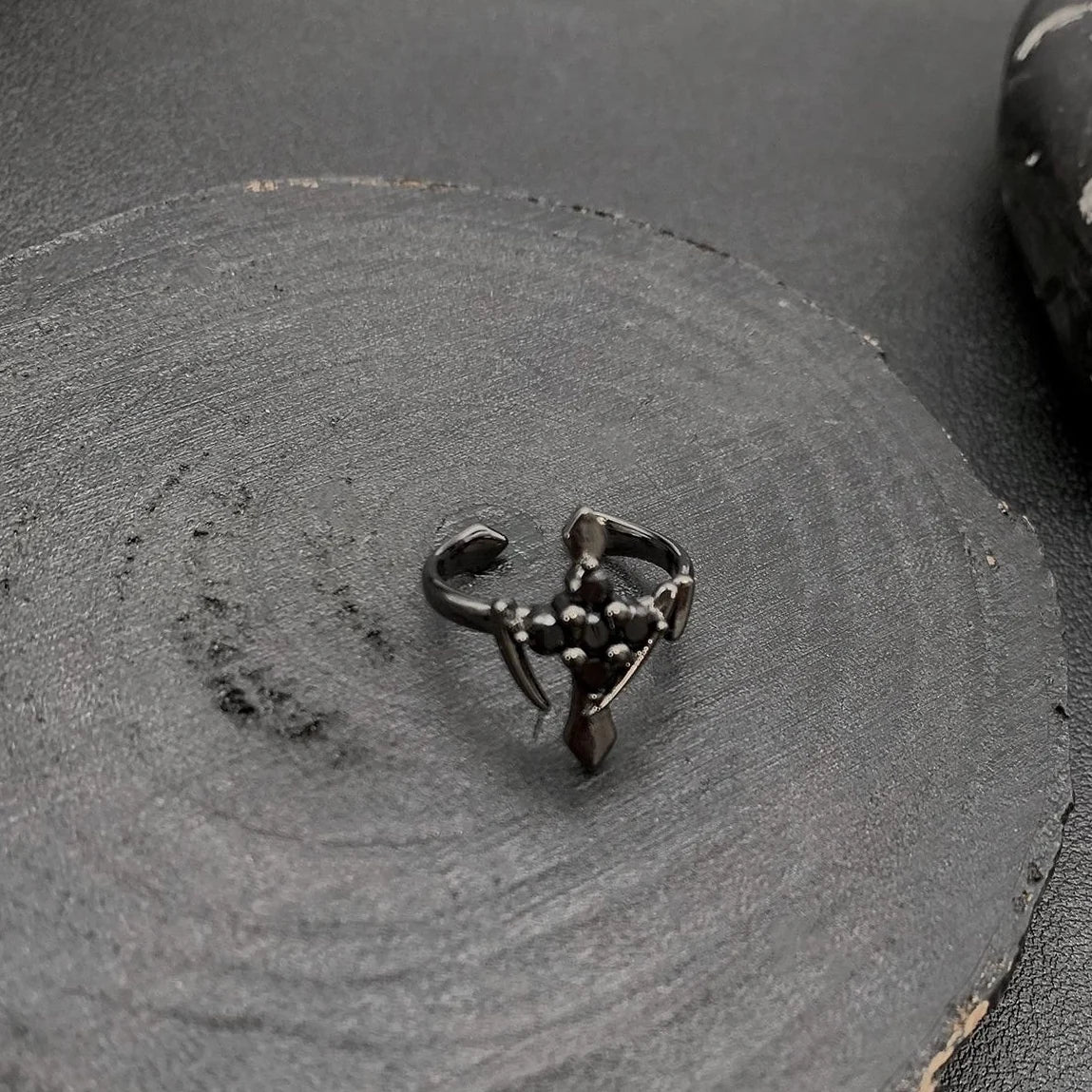 Accessories Dark Cross Gothic Adjustable Ring