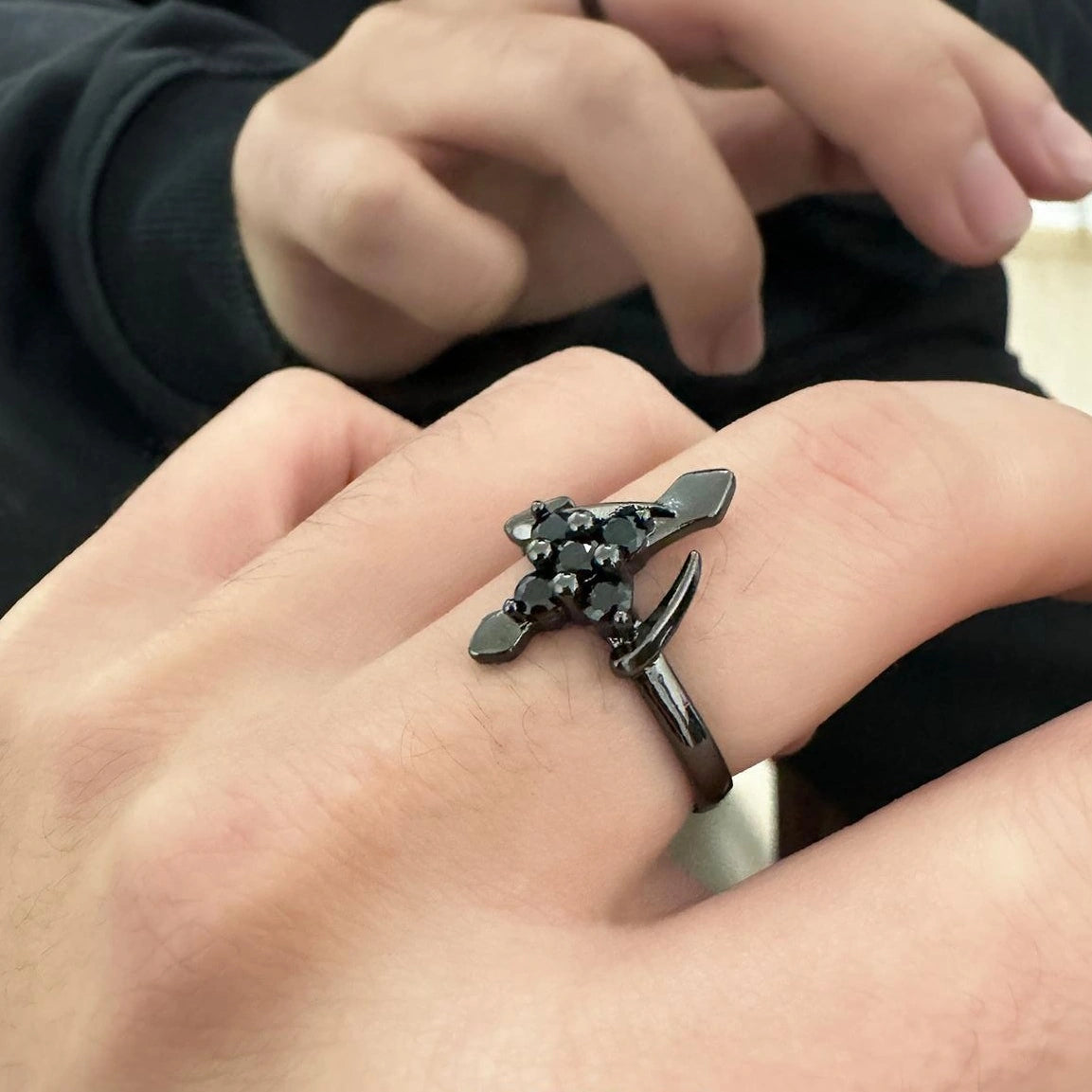 Accessories Dark Cross Gothic Adjustable Ring