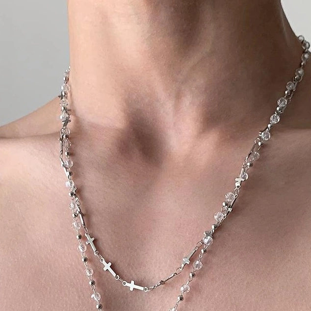Accessories Dark Punk Layered Cross Necklace