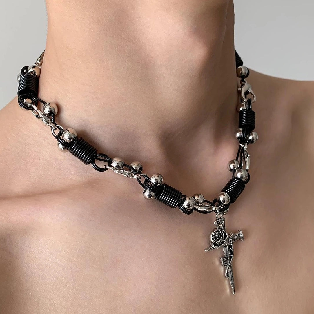 Accessories Dark Punk Spring Cross Necklace