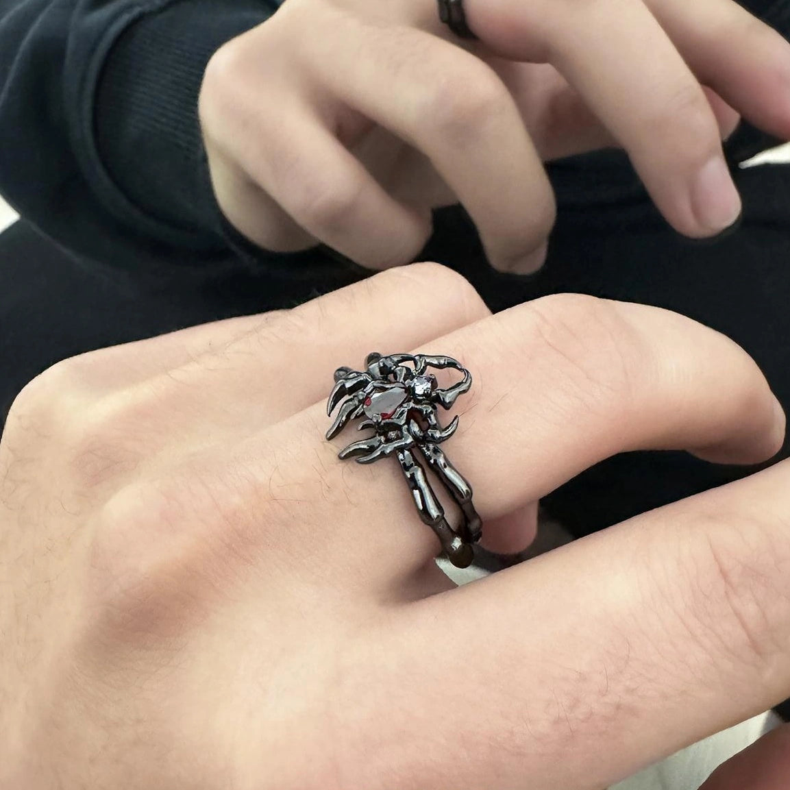 Accessories Dark Red Zircon Spider Punk Ring