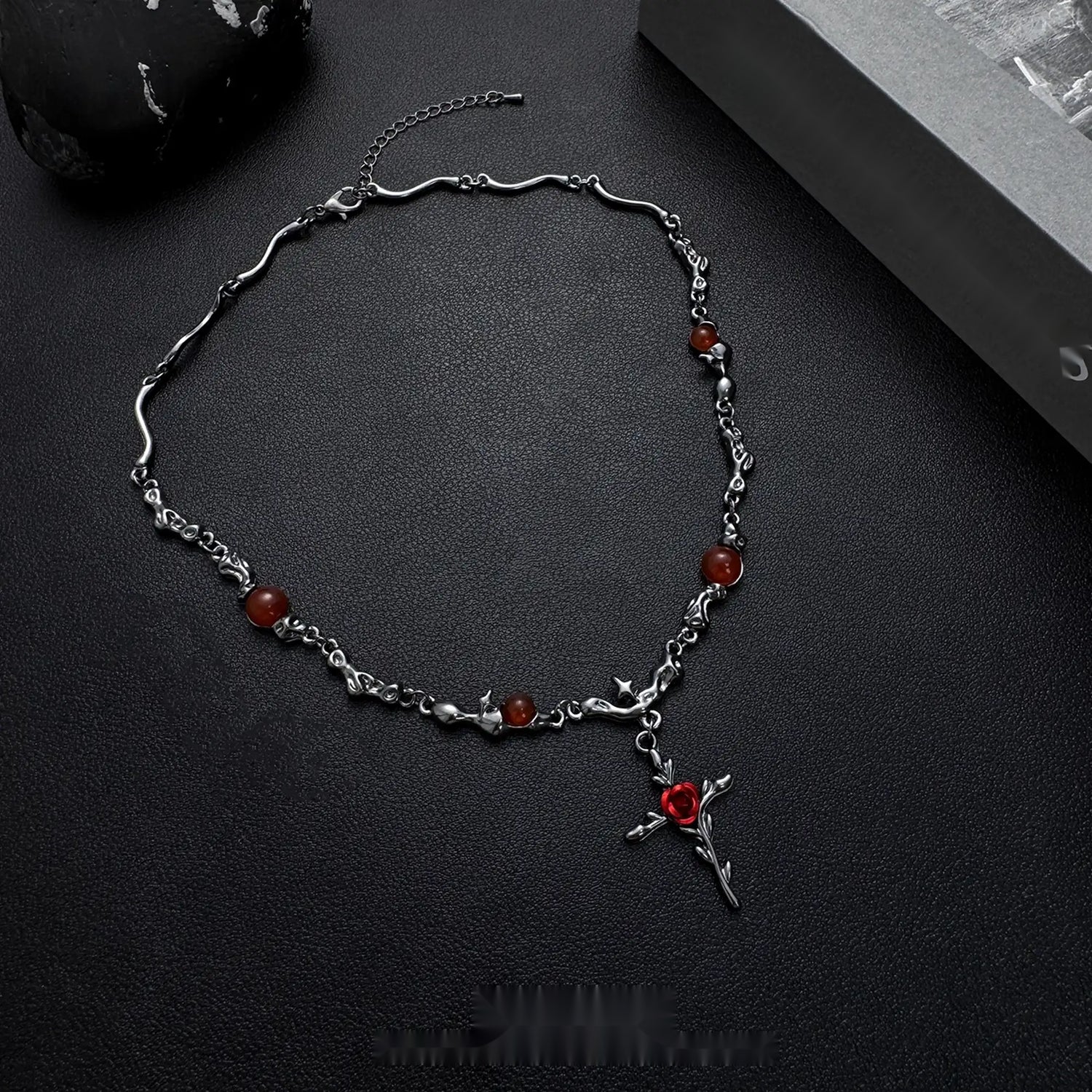Accessories_Dark_Rose_Cross_Textured_Gemstone_Choker_MISSTT