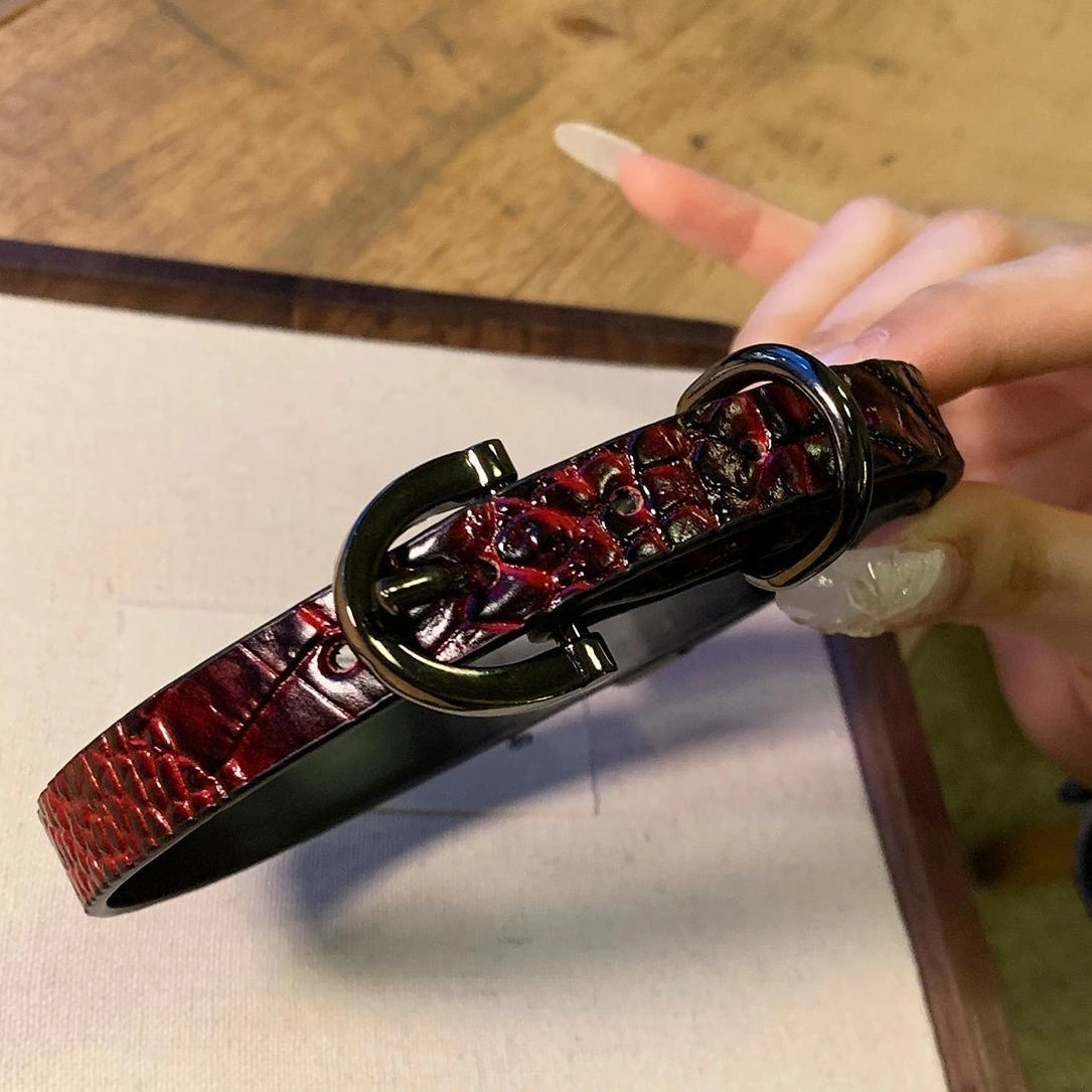 Accessories Dark Serpent Red Leather Choker
