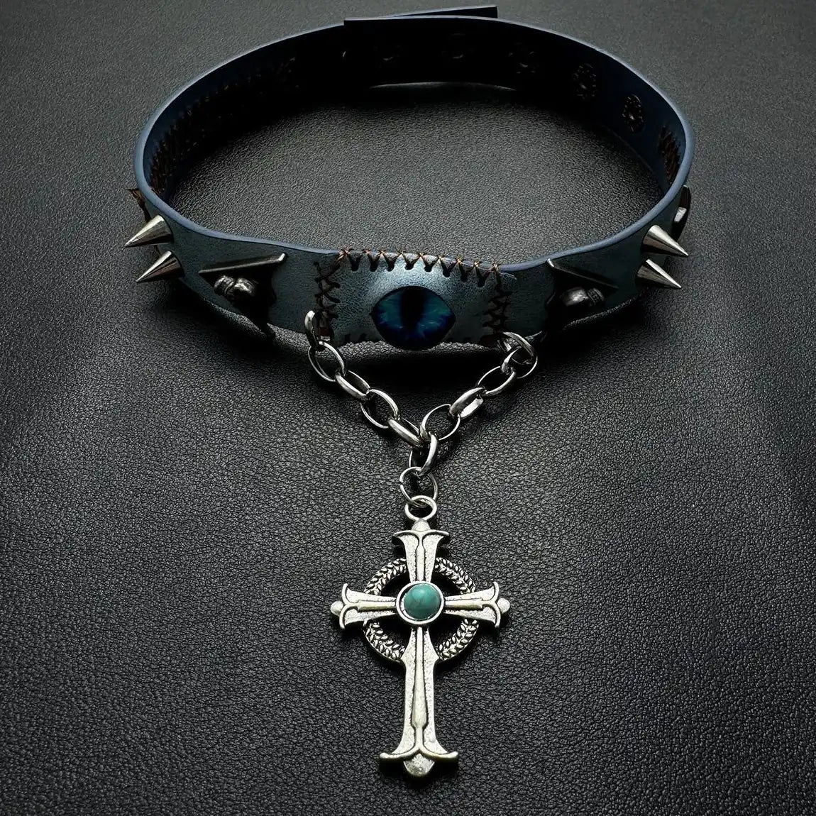 Accessories Demon Eye Choker With Cross Pendant