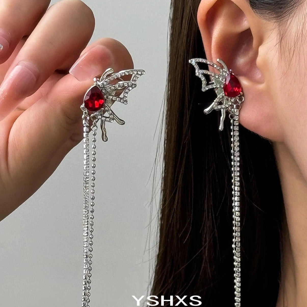 Accessories Diamond Butterfly Tassel Ear Cuffs