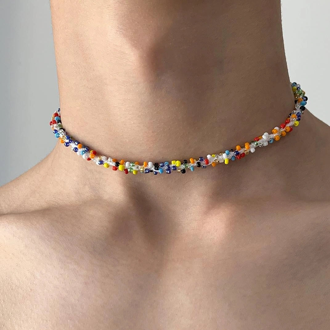 Accessories Dopamine Colorful Beaded Fluffy Choker