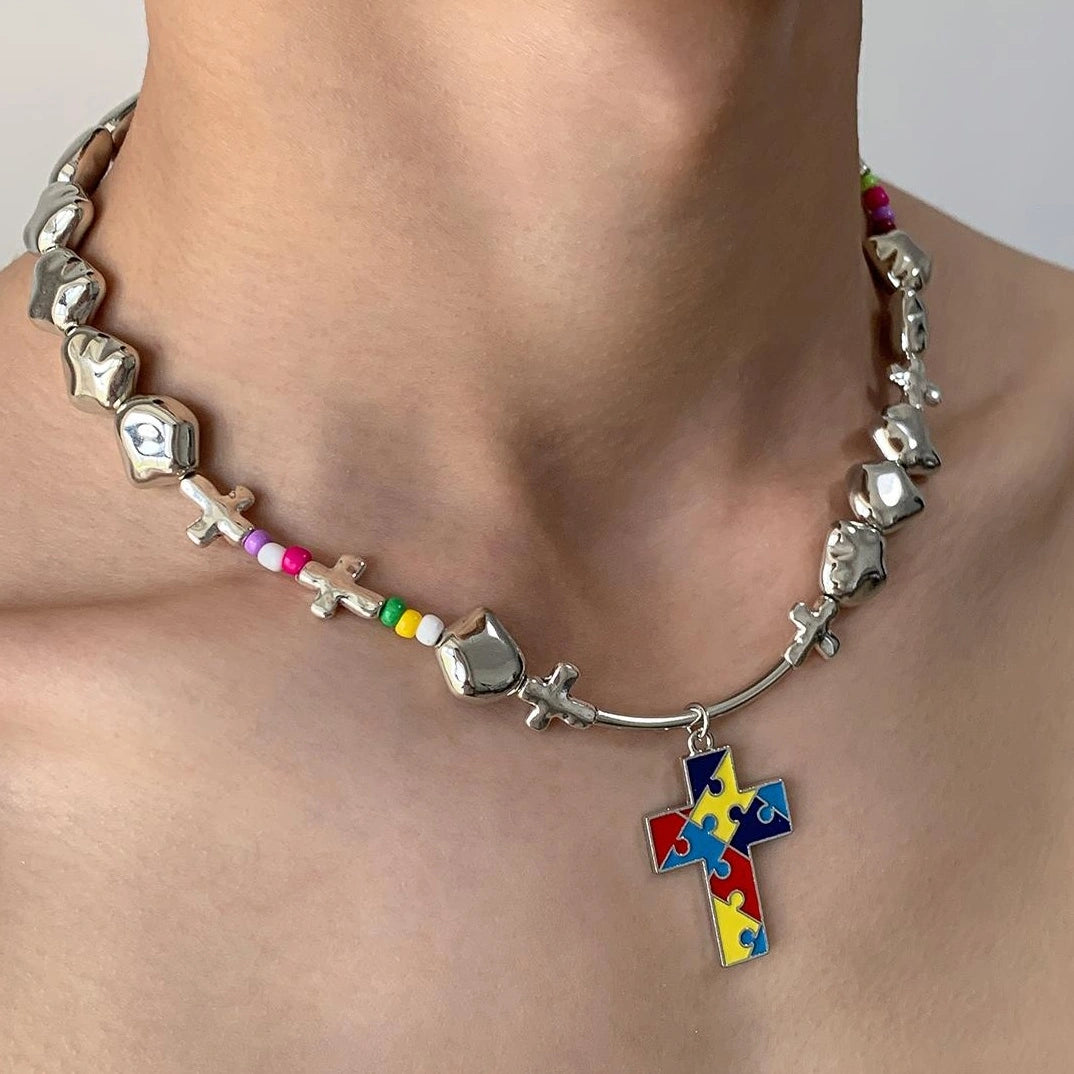 Accessories Dopamine Crystal Cross Necklace