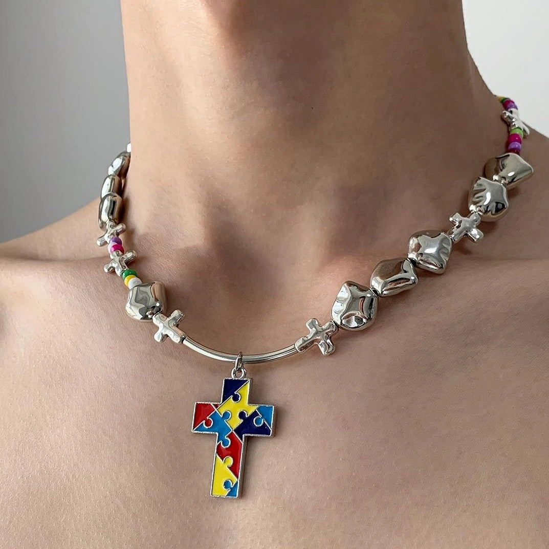 Accessories Dopamine Crystal Cross Necklace