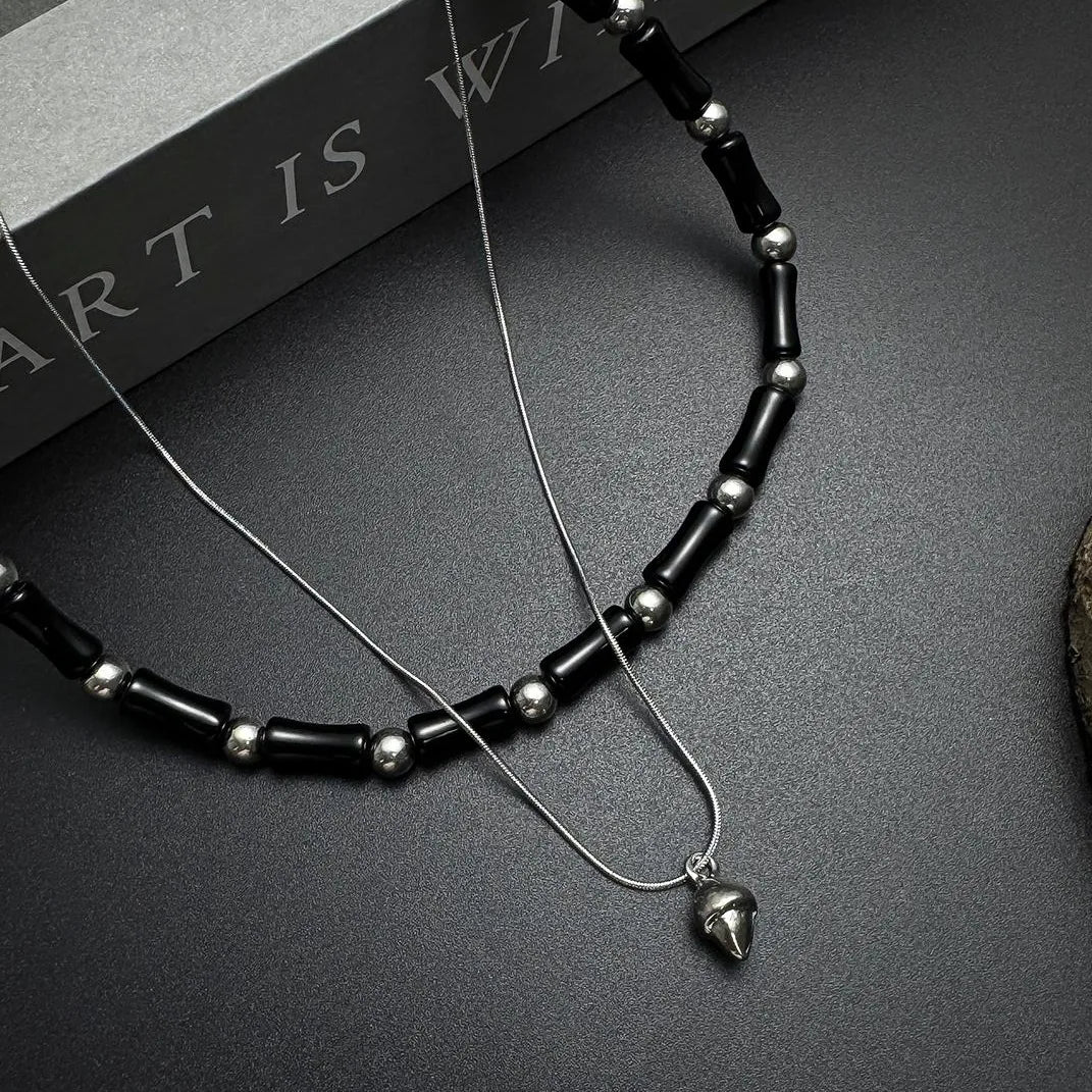 Accessories Double Layer Bamboo Pendant Choker Necklace