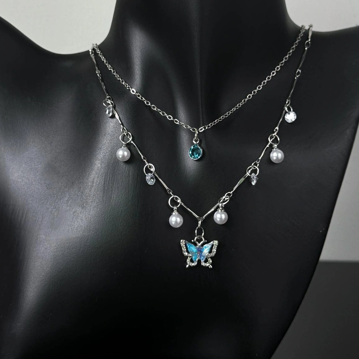 Accessories Double Layer Butterfly Choker With Y 2 K Fringe