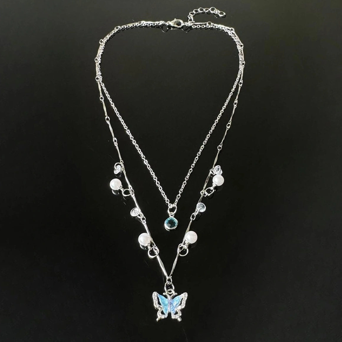 Accessories Double Layer Butterfly Choker With Y 2 K Fringe