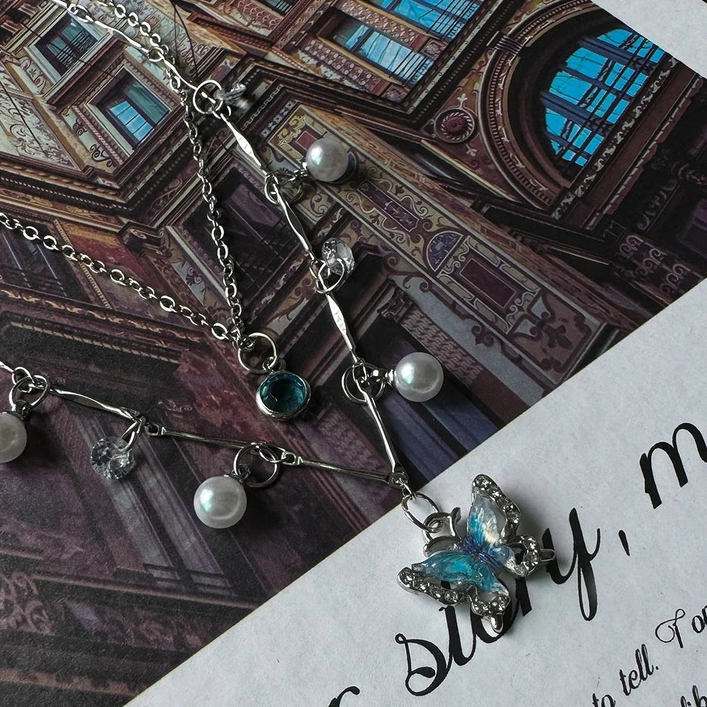 Accessories Double Layer Butterfly Choker With Y 2 K Fringe